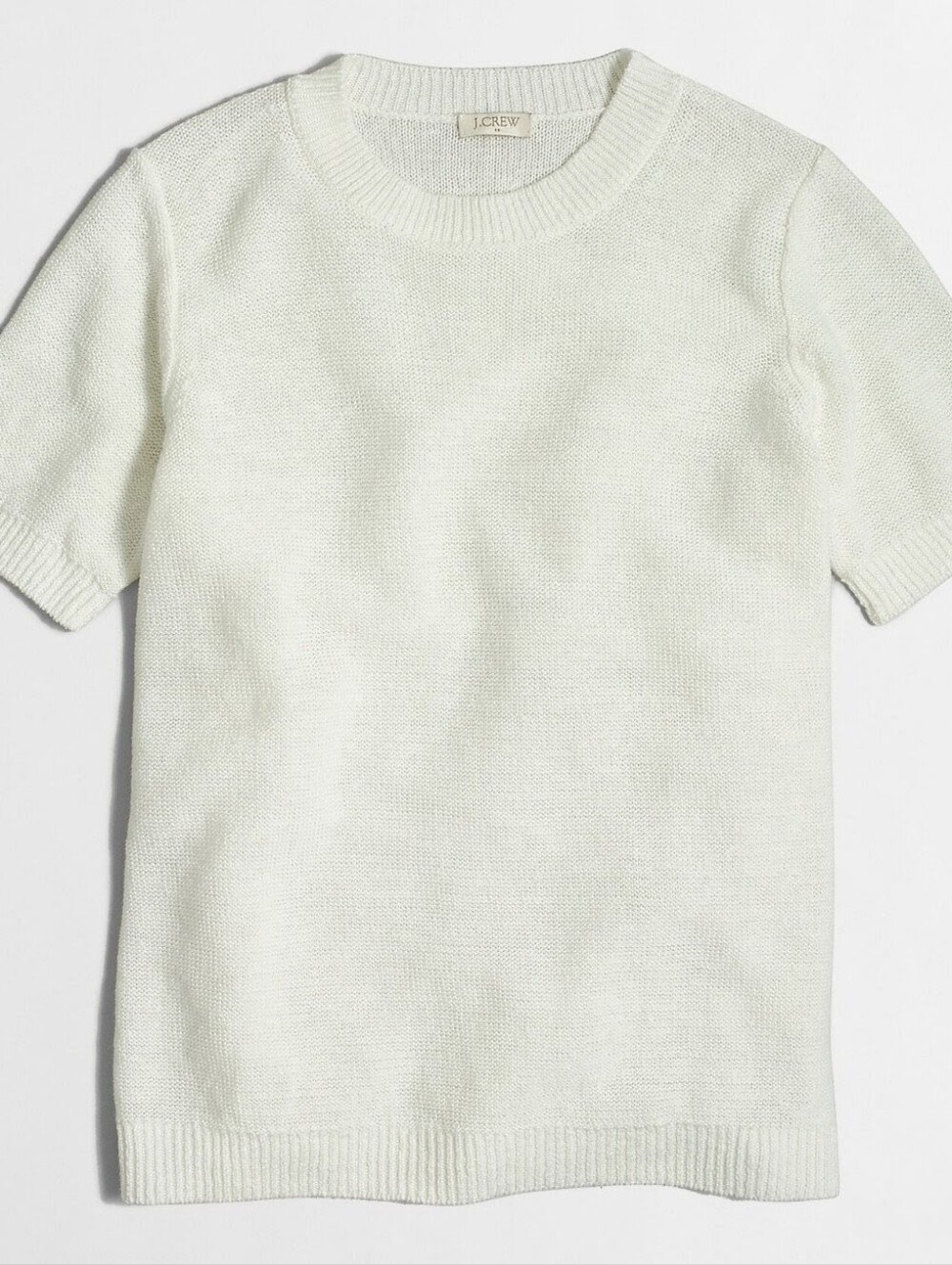 NWT J. Crew Factory Linen Knit Sweater Ivory Cream Sz XL  F2105 Short Sleeve